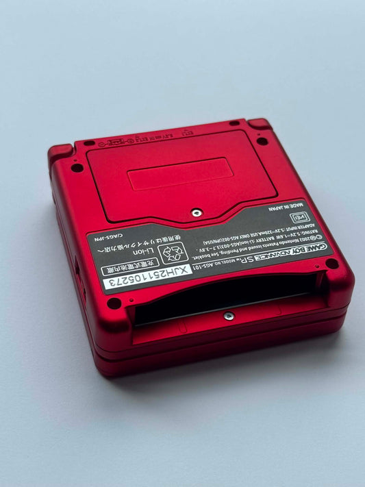 Chrome Red Pokemon Nintendo GBA SP Console Refurbished Game Boy GameBoy Advance SP Red Brighter Backlit IPS v2 x10 Level Screen.