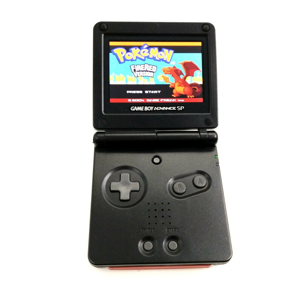 Black Nintendo Game Boy Advance SP GBA SP GameBoy Console Matte Matt Black Refurbished Brighter Backlit IPS v2 x10 Level Screen, 900mAh Battery, Boxed & Charger.