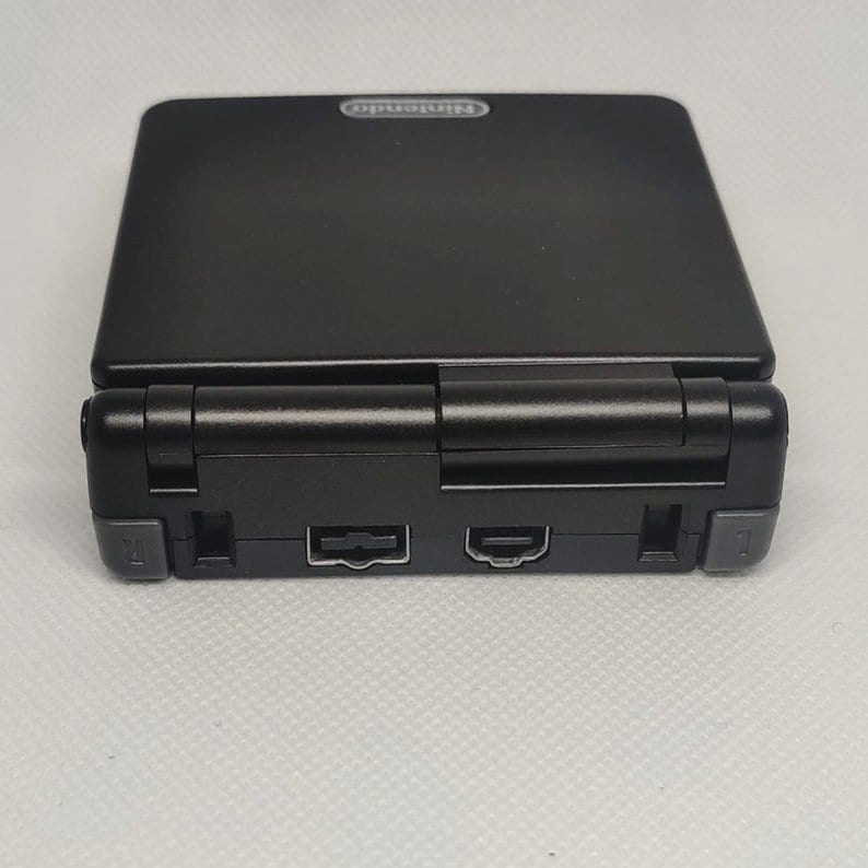Black Nintendo Game Boy Advance SP GBA SP GameBoy Console Matte Matt Black Refurbished Brighter Backlit IPS v2 x10 Level Screen, 900mAh Battery, Boxed & Charger.