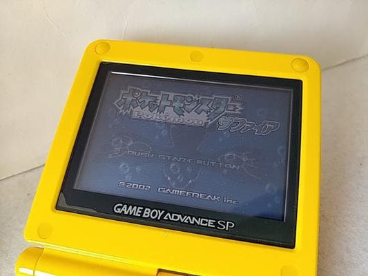 Pikachu Pokemon GBA SP Console Refurbished Nintendo Game Boy GameBoy Advance SP Yellow Original AGS-001 Front-Lit Screen.