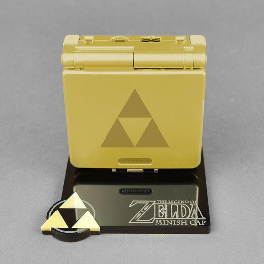 Zelda Gold Triforce GBA SP Console Refurbished Nintendo Game Boy GameBoy Advance SP Brighter Backlit IPS v2 x10 Level Screen.