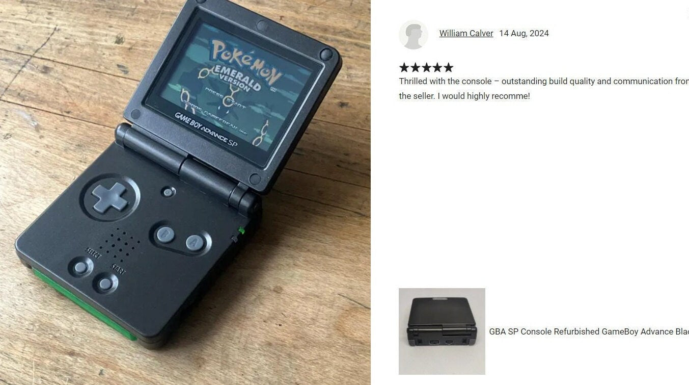 Black Nintendo Game Boy Advance SP GBA SP Console Refurbished GameBoy Advance Original AGS-001 Front-Lit Screen, Larger 900mAh Battery. Boxed new condition & Charger.