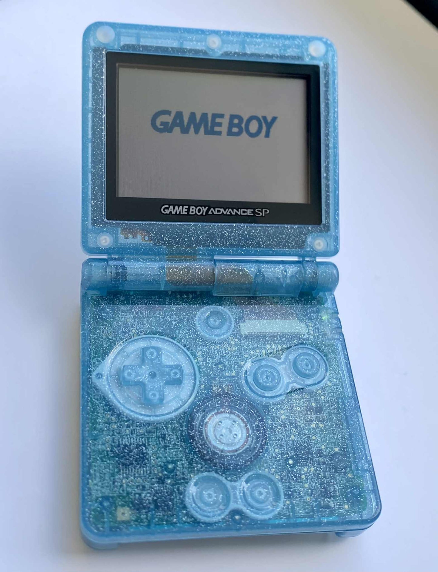 Crystal Glitter Pokemon GBA SP Console Refurbished Nintendo GameBoy Game Boy Advance SP Original Front-Lit AGS-001 Screen.