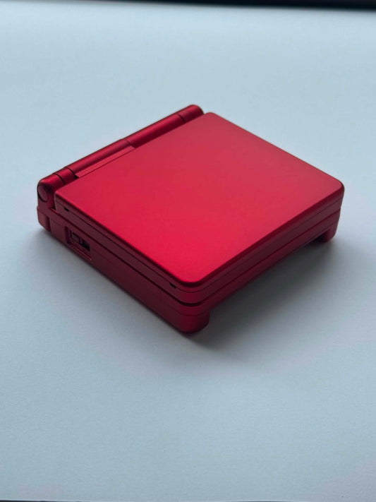 Chrome Red Pokemon Nintendo GBA SP Console Refurbished Game Boy GameBoy Advance SP Red Brighter Backlit IPS v2 x10 Level Screen.