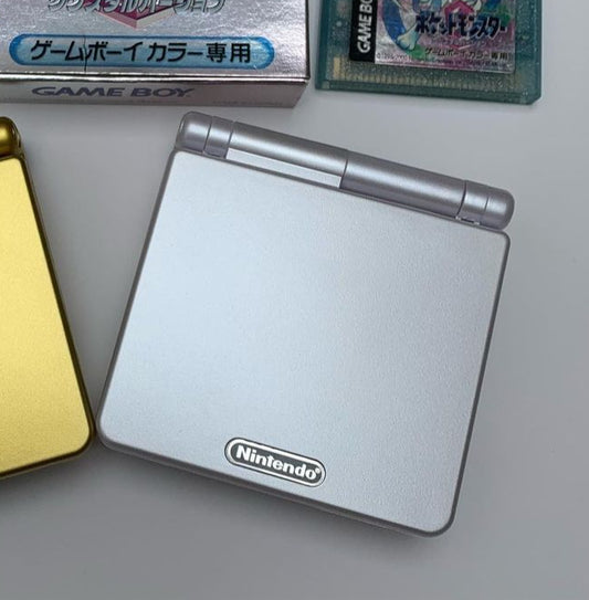 Pearl White GBA SP Console Refurbished Nintendo Game Boy Advance SP Brighter Backlit IPS v2 x10 Level Screen, 900mAh Battery, Boxed & Charger.