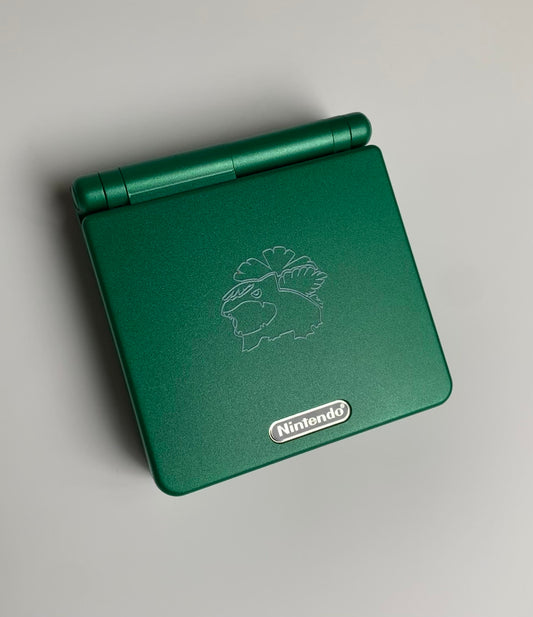 Venusaur Pokemon Nintendo GBA SP Console Refurbished Game Boy GameBoy Advance SP Green Brighter Backlit IPS v2 x10 Level Screen.