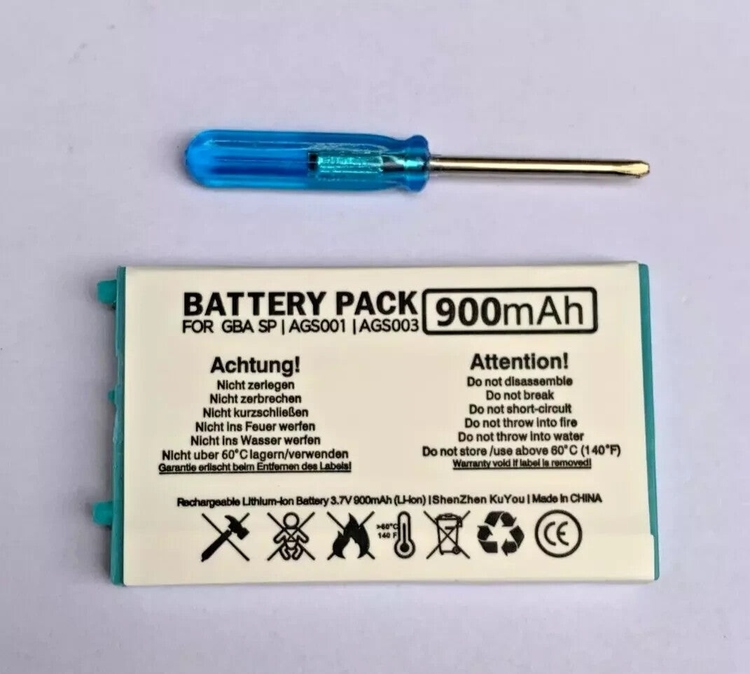 GBA SP 900mAh Gameboy Advance SP Replacement Battery Genuine Larger Capacity UK