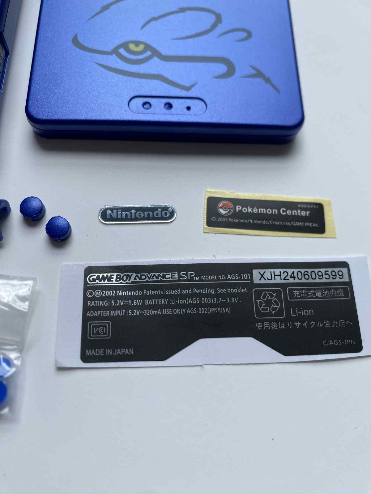 Nintendo Kyogre Pokemon Shell Game Boy Advance SP Replacement Housing GBA