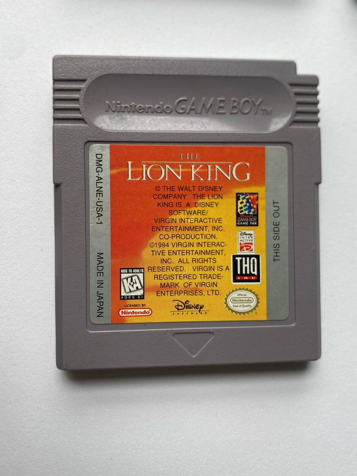The Lion King Gameboy Original GBA Game Boy Genuine Original Nintendo Cart