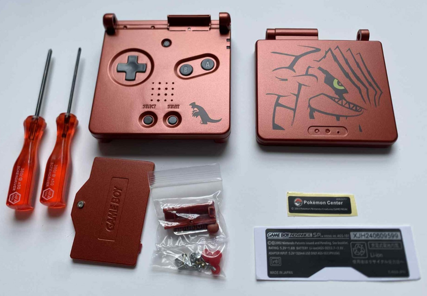 Nintendo Groudon Pokemon Shell Game Boy Advance SP Replacement Housing GBA