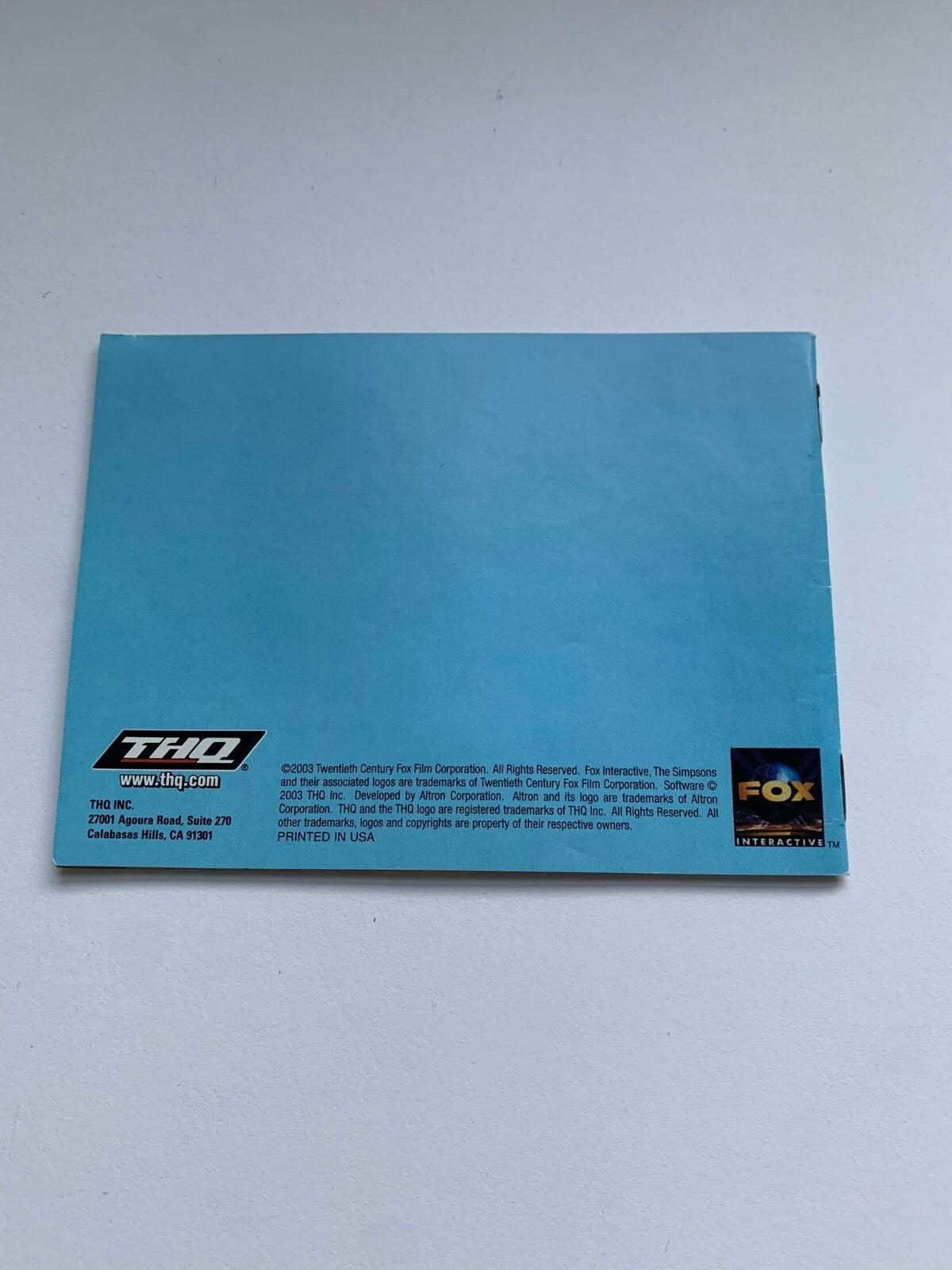 Instruction Manual Book Booklet - The Simpsons Road Rage - Nintendo GBA