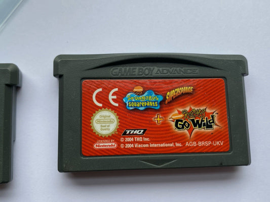 Spongebob Squarepants  - SuperSonge + Rugrats Go Wild Official GBA Cartridge