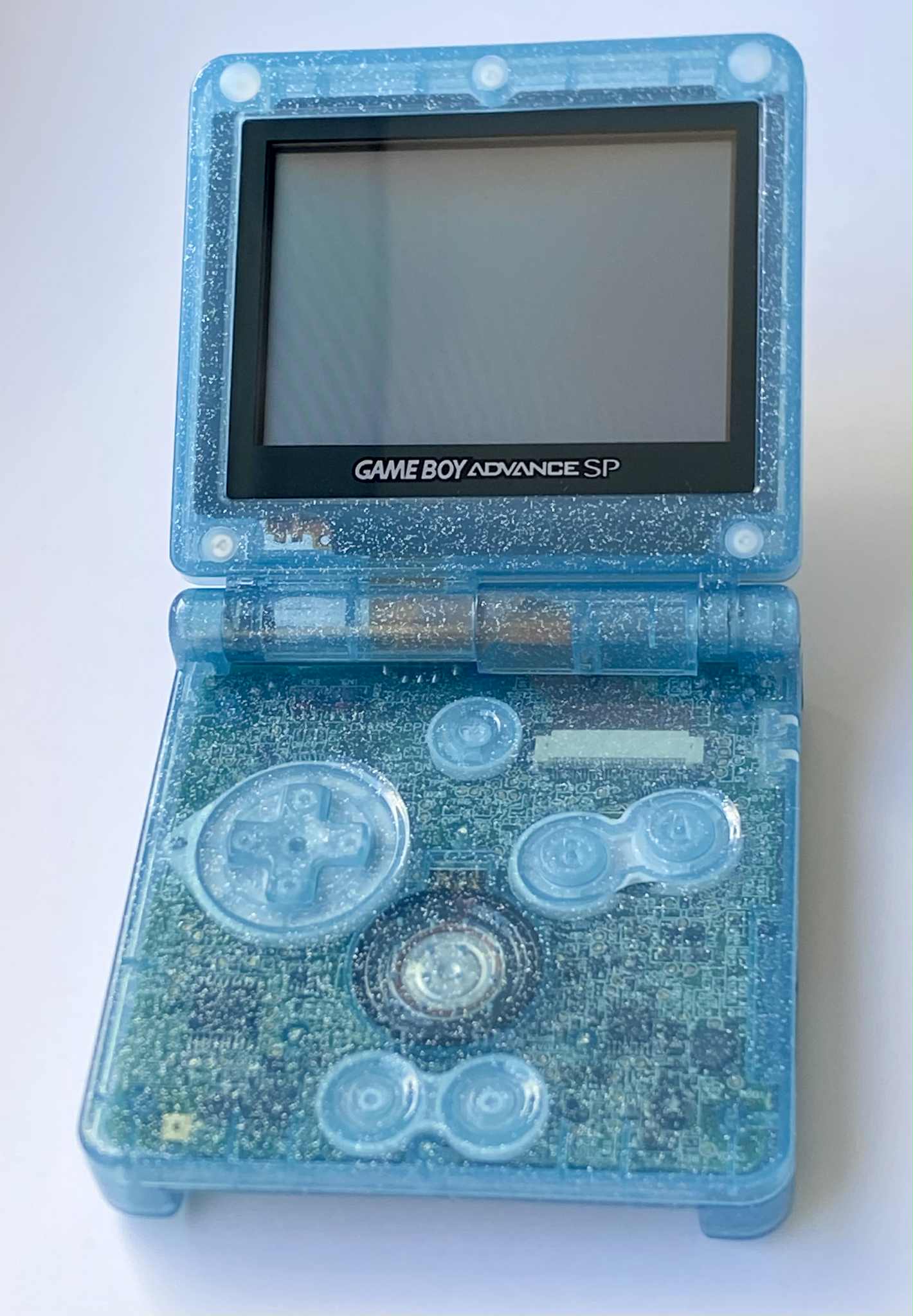 Crystal Glitter Pokemon GBA SP Console Refurbished Nintendo GameBoy Game Boy Advance SP Original Front-Lit AGS-001 Screen.