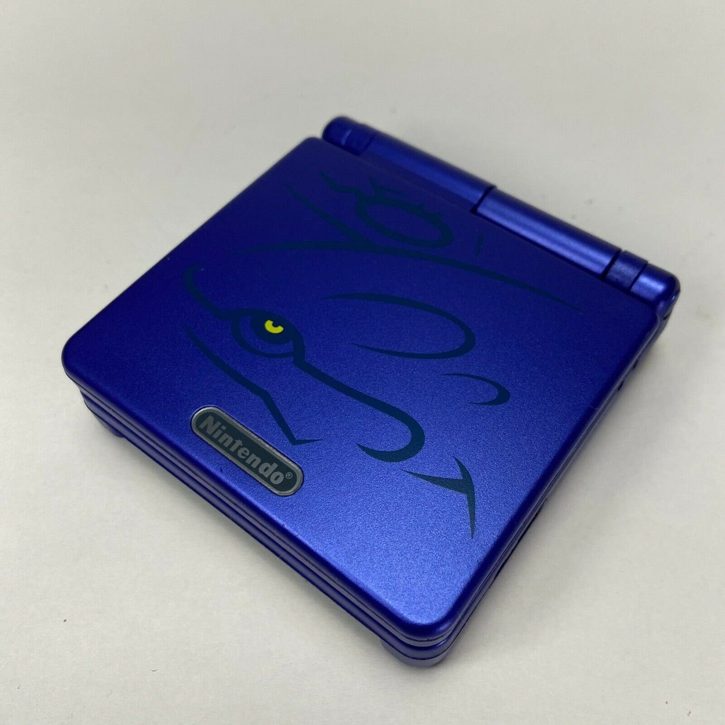 Kyogre Pokemon Nintendo Game Boy Advance SP GBA SP Console Refurbished GameBoy Advance Blue Original Front-Lit AGS-001 Screen, Larger 900mAh Battery, Boxed & Charger Cable.